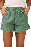 Green High Waist Pocketed Ruffle Shorts