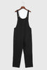 Black Button Straps Pocketed Cropped Jumpsuit