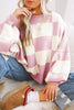 Pink Checkered Bishop Sleeve Sweater