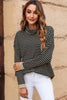 Black Striped Turtleneck Loose Sweater