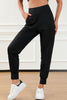 Black Exposed Seam High Waist Pocketed Joggers