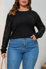 Black Sequin Contrast Long Sleeve Plus Size Top