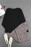 Long Sleeve Top and Leopard Print Pants Lounge Set