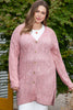 Pink Open Knit Button-Up Plus Size Cardigan