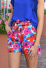 Rose Floral Print Belted Shorts