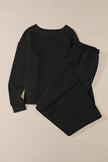 Black Ultra Loose Textured 2pcs Slouchy Outfit