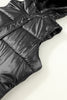 Black Hooded Long Quilted Vest Coat