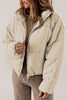 Apricot Zip Up Drawstring Hem Puffer Coat