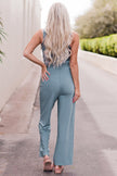 Blue Ribbed Crop Tank Drawstring Lounge Pants Set