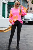 Flower Pattern Slouchy Sweater