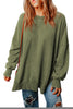 Green Drop Shoulder Ribbed Trim Oversized Sweatshirt