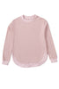 Pink Crew Neck Ribbed Trim Waffle Knit Top