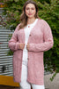 Pink Open Knit Button-Up Plus Size Cardigan