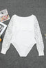 White Lace Sleeves Square Neck Bodysuit