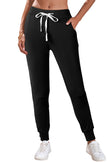 Black Drawstring Waist Pocketed Joggers