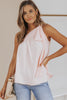 Pink Asymmetric Tie On Shoulder Sleeveless Top