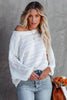 White 3/4 Dolman Sleeve Rib Knitted Sweater