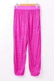 Rose Tie High Waist Sequin Jogger Pants