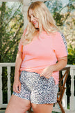 Leopard Plus Size Short Sleeve and Shorts Lounge Set