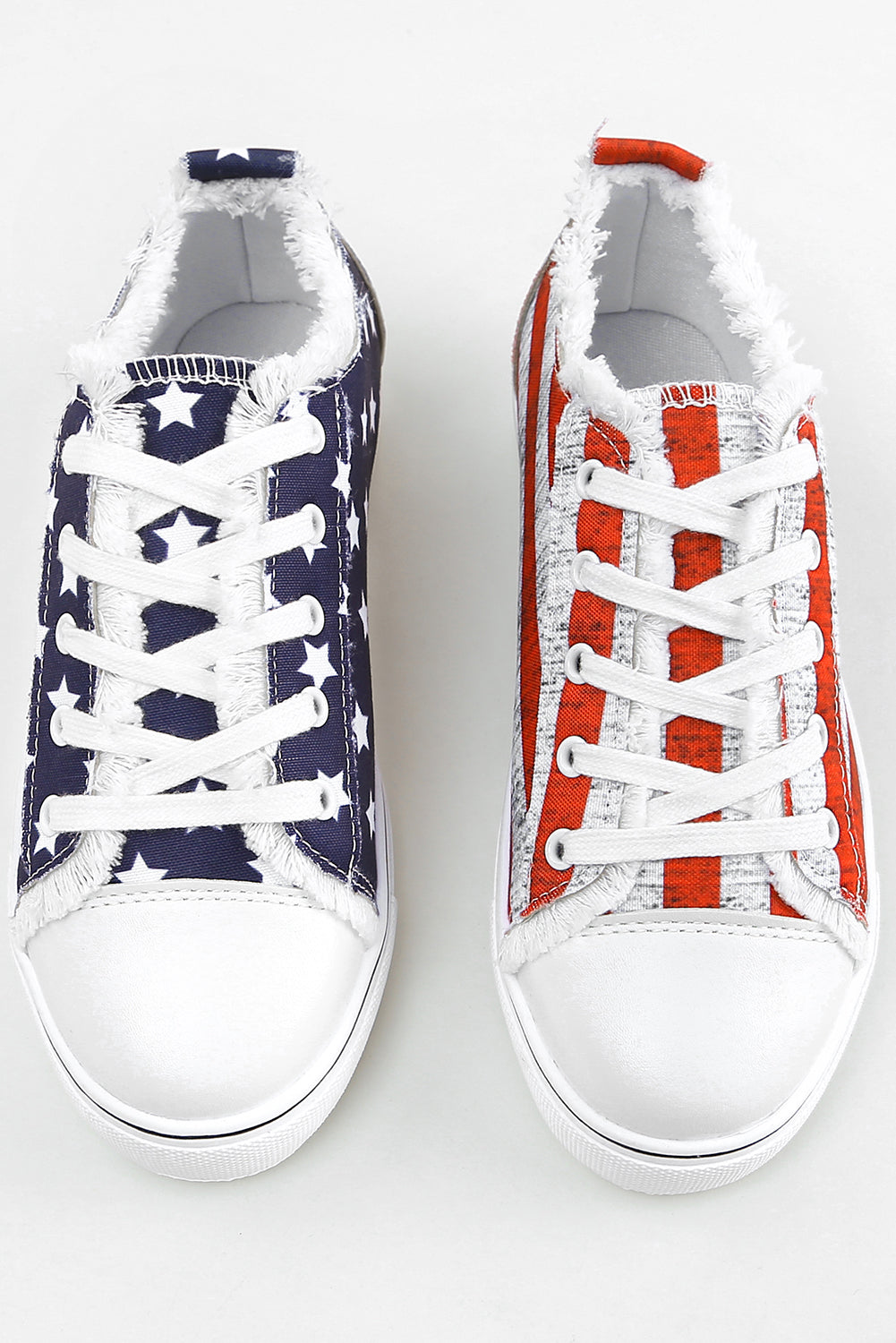 Blue American Flag Lace-up Canvas Flat Shoes