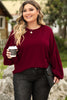 Red Dahlia Plus Size Balloon Sleeve Textured Knit Top