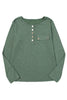 Mist Green Long Sleeve Snap Button Henley Top