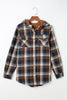 Plaid Pattern Sherpa Lined Hooded Shacket