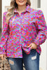 Multicolour Plus Size Floral Print Ruffled Puff Sleeve Shirt