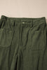 Green High Waist Square Pockets Corduroy Pants