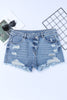 Sky Blue High Rise Crossover Waist Denim Shorts