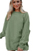 Green Ribbed Corded Oversized Sweatshirt