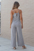 Gray Patch Pockets Spaghetti Strap Wide Leg Jumpsuit