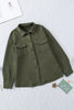 Green Retro Quilted Flap Pocket Button Shacket