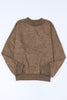 Brown Drop Shoulder Crew Neck Pullover Sweatshirt