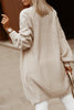 Khaki Open Front Cable Sleeve Long Cardigan