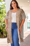 Plus Size Leopard Color Block Flowy Kimono