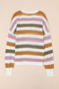 Multicolor Striped Hollowed Knitted Loose Sweater