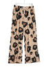 Leopard Drawstring Wide Leg Casual Pants