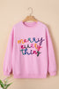 Peach Blossom Merry Every Thing Glitter Slogan Sweatshirt