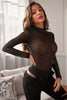 Black Mesh Silver Studded Mock Neck Bodysuit