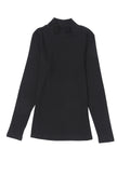 Black Ribbed Knit High Neck Long Sleeve Top