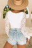 White Lace Sleeves Square Neck Bodysuit