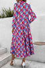 Abstract Geometric Print Long Sleeve High Waist Dress