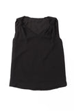 Black V Neck Knotted Shoulder Vest