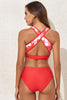 Fiery Red 3pcs Printed Crossed Top and A-line Skirt Bikini Set