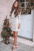 Silvery Sequin Long Sleeve Tie Waist Mini Dress