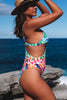 Multicolor Leopard Kiss Print Asymmetric Cutout One Piece Swimwear