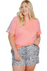 Leopard Plus Size Short Sleeve and Shorts Lounge Set