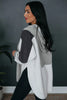 Gray Color Block Exposed Seam Buttoned Neckline Hoodie