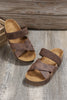 Brown Braided Detail Criss Cross Platform Slippers